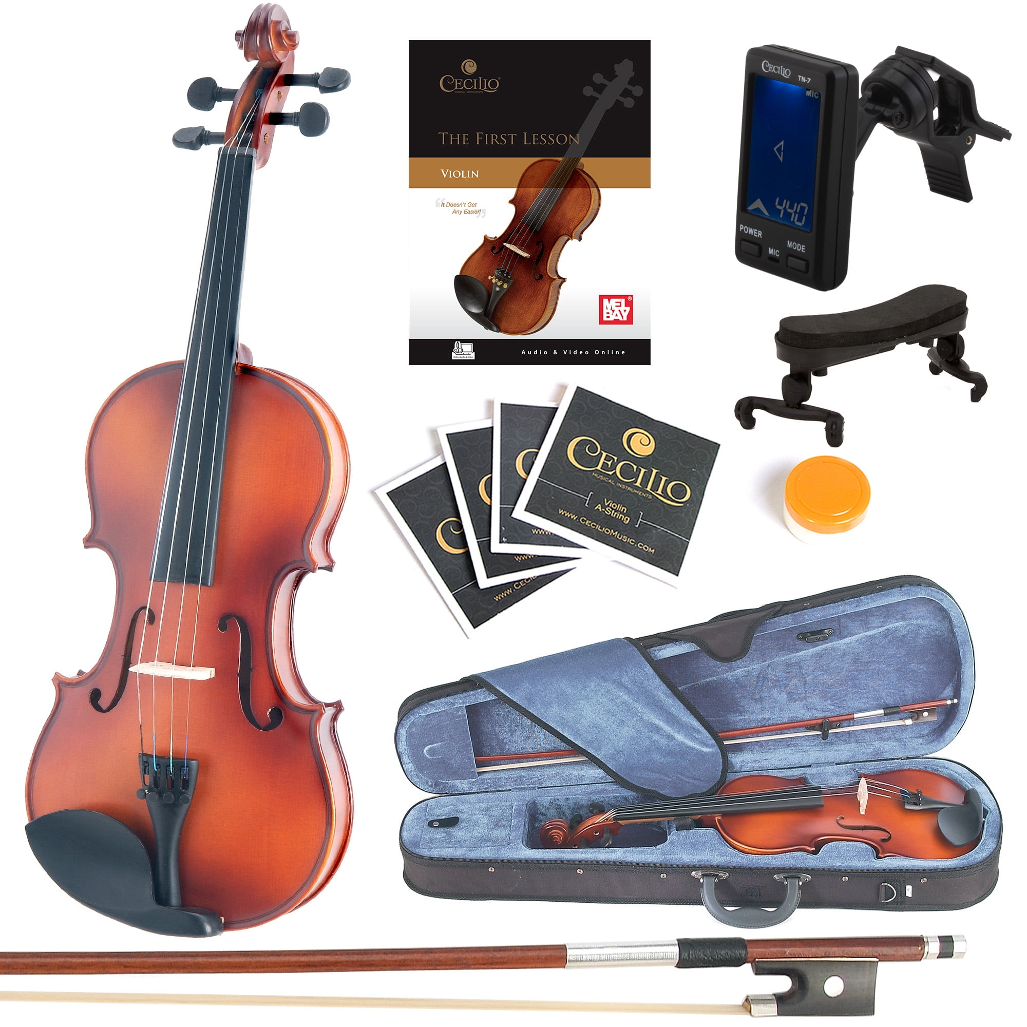 Mendini by Cecilio MV300 Solid Wood Violin Outfit