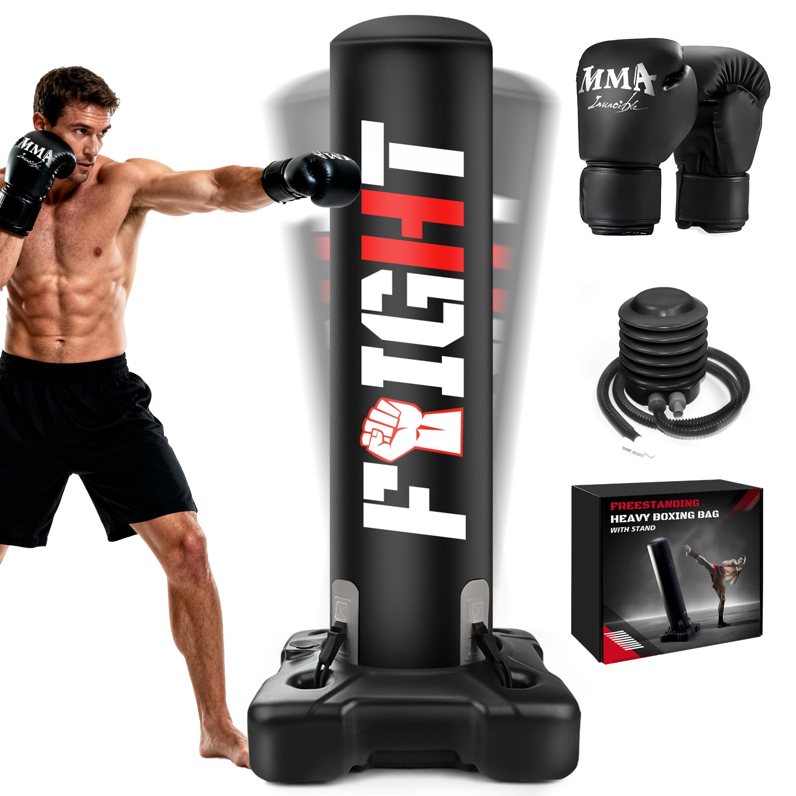 MEPFCY Boxing Punching Bag for Adults - 100lbs Heavy Boxing Bag with Stand
