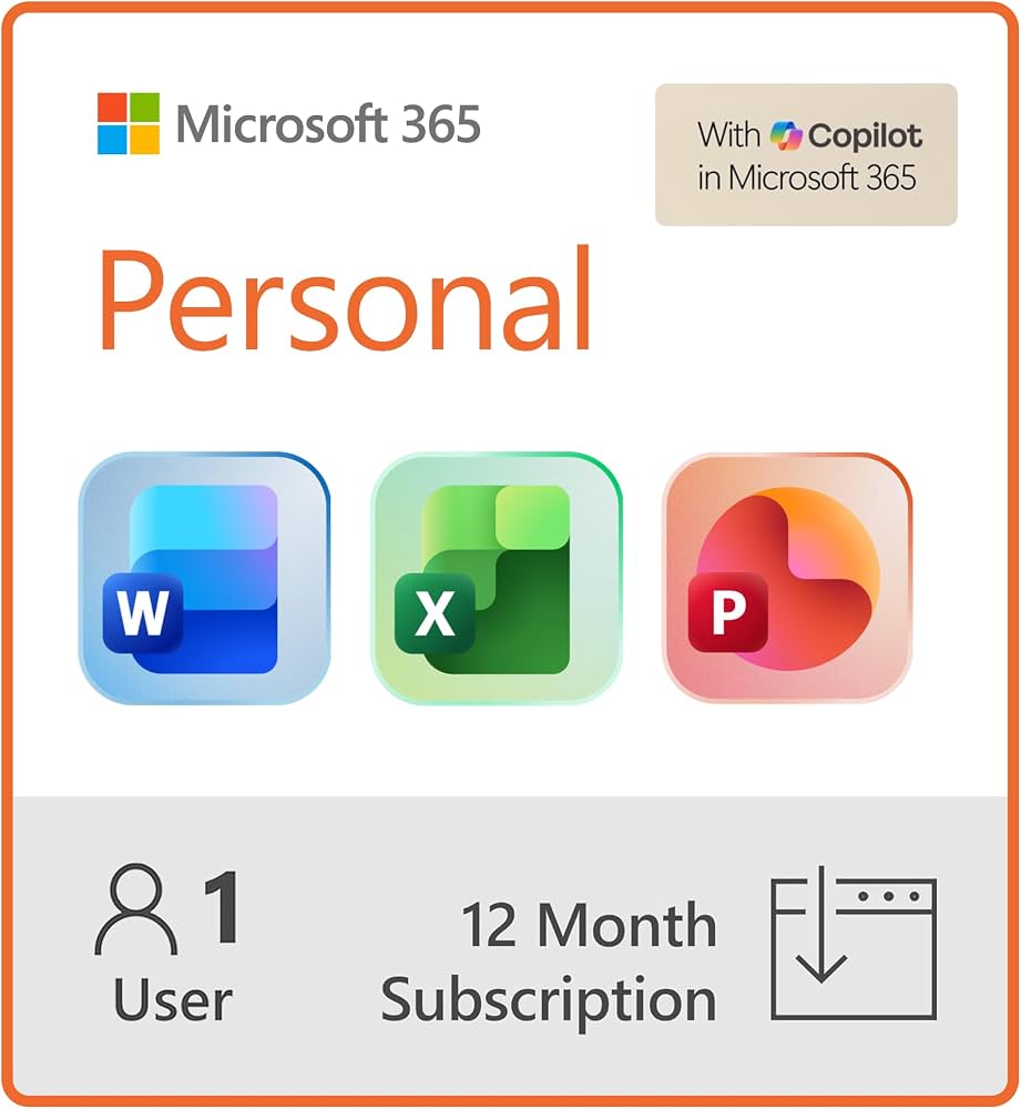 Microsoft 365 Personal (1-Year Subscription, includes Excel)