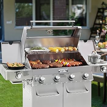 Monument Grills 4-Burner Propane Gas Grill with Side Burner
