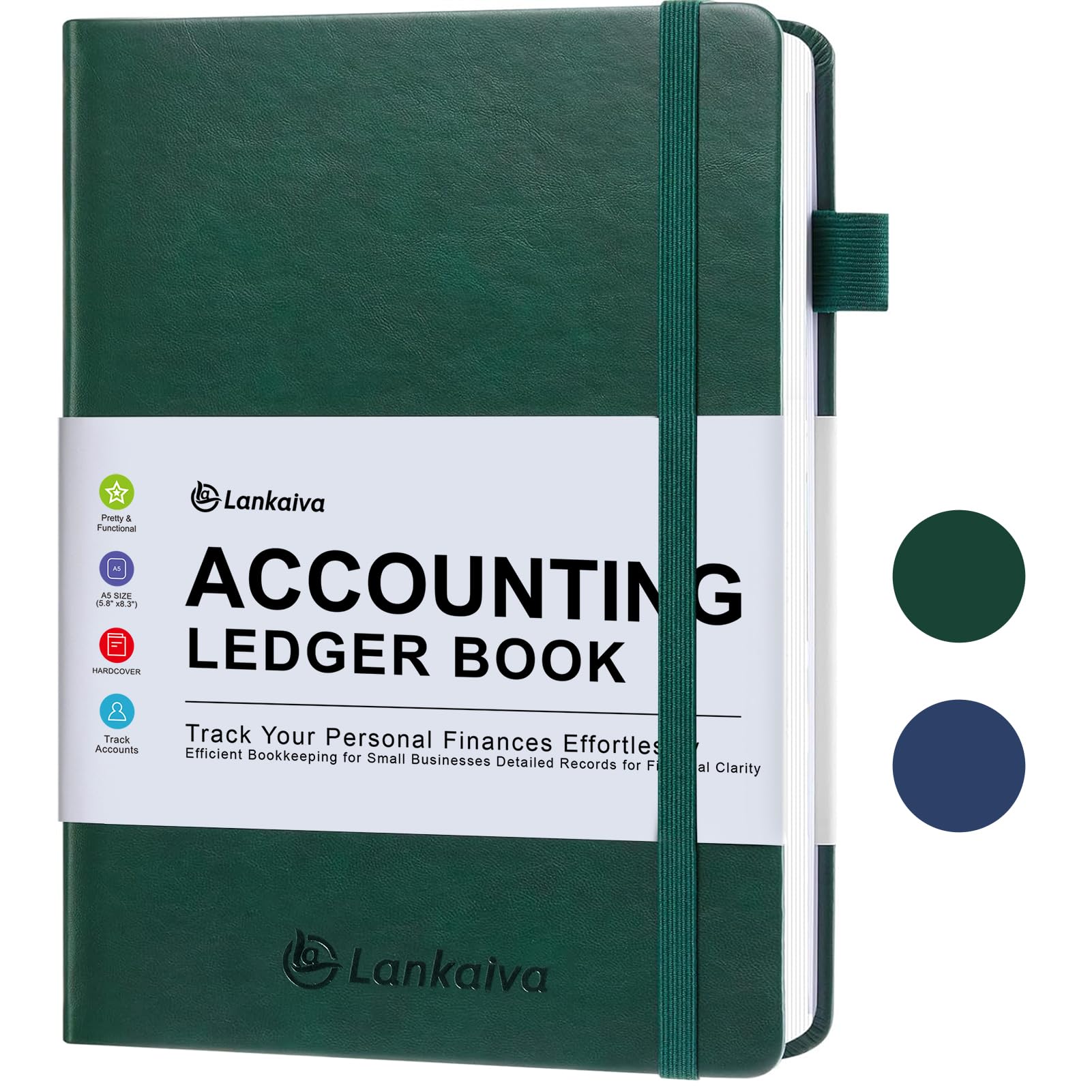 Moonster Accounting Ledger Notebook (Green Cover)