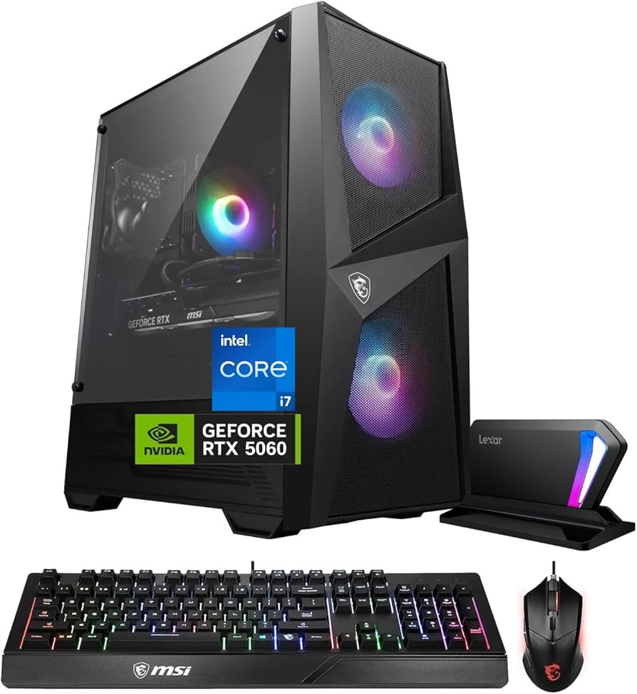 MSI Codex R2 Streaming Setup (Intel Core i7-15700F, RTX 5060 Ti, 32GB DDR5, 1TB SSD + Acer Nitro XV272U 27-inch 170Hz Monitor + Elgato Stream Deck Mini + Razer Huntsman Mini Keyboard + BlackShark V2 X Mouse + Blue Yeti Nano Mic Bundle)