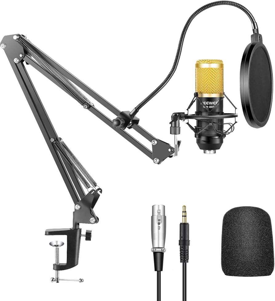 Neewer NW-700 Condenser Microphone Kit with Boom Arm, Pop Filter, and Shock Mount