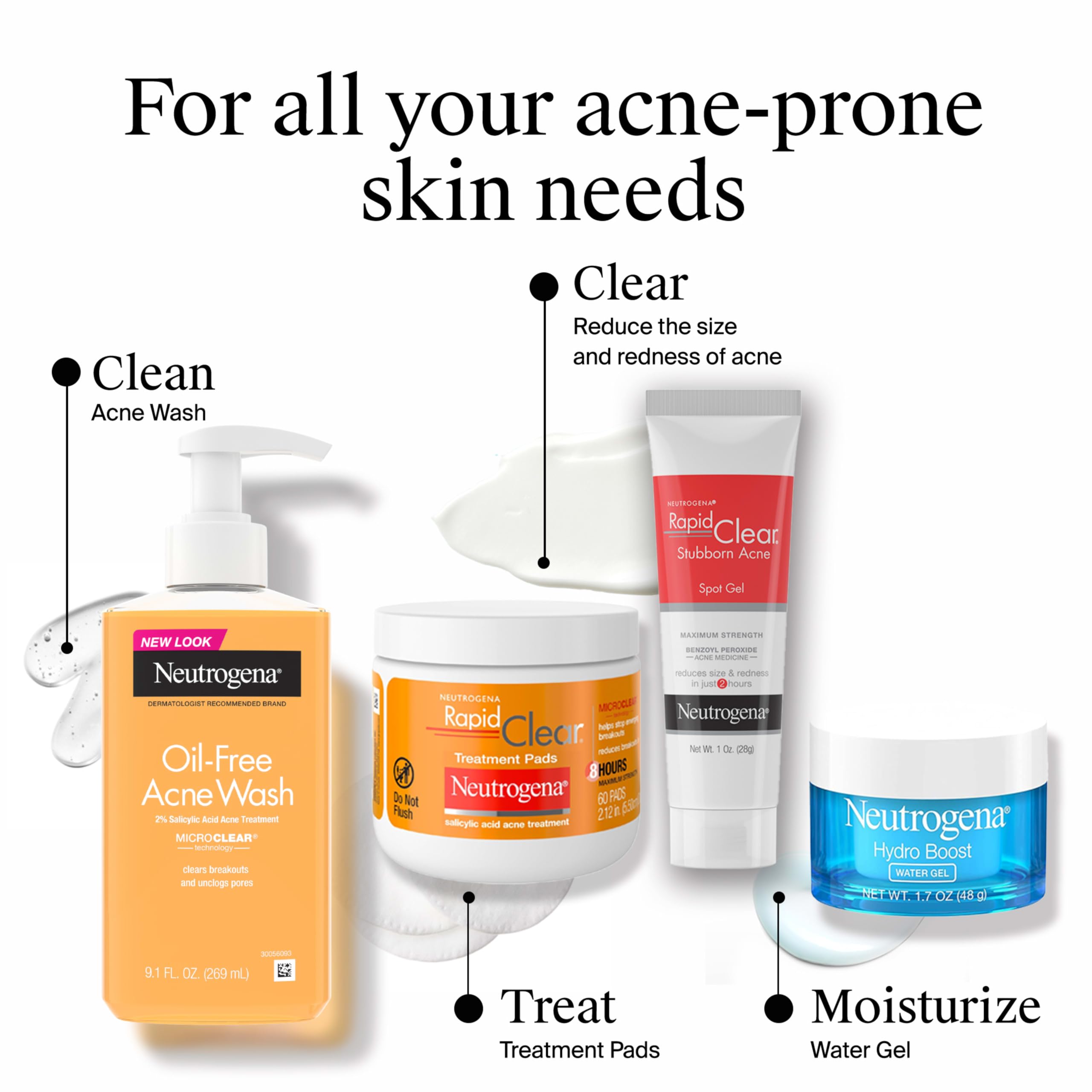 Neutrogena Quick Clear Starter Set with Acne Wash, Toner and Moisturizer