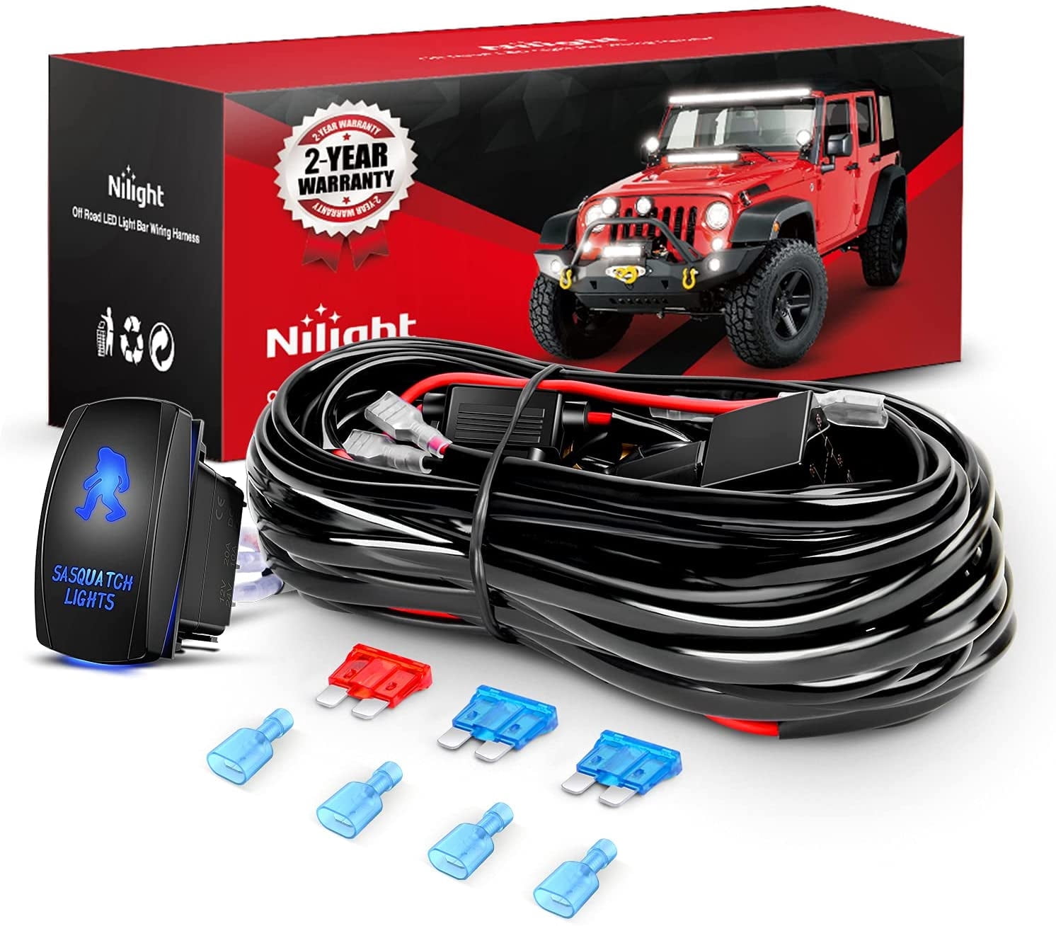 Nilight 30FT Wiring Harness with Relay and Switch