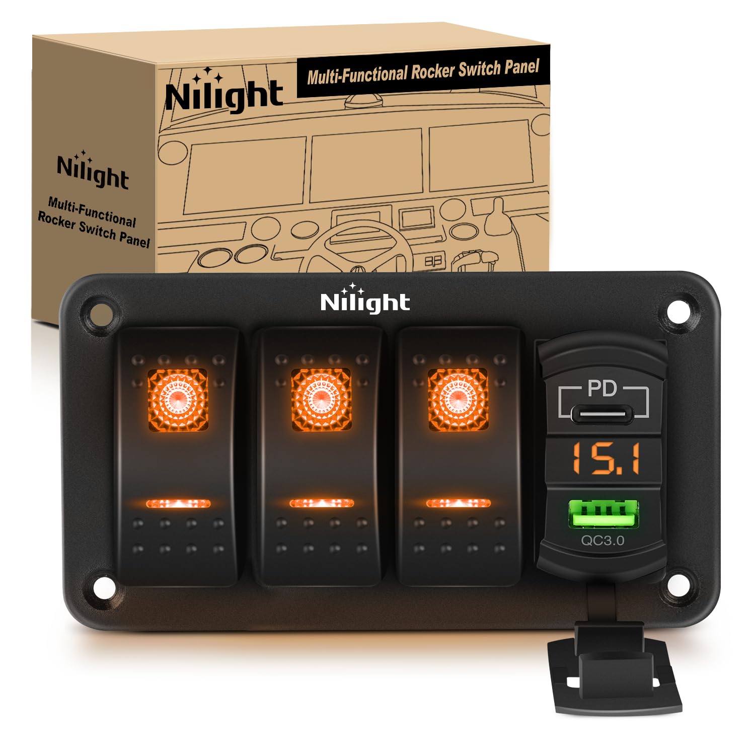 Nilight Waterproof Rocker Switch Panel