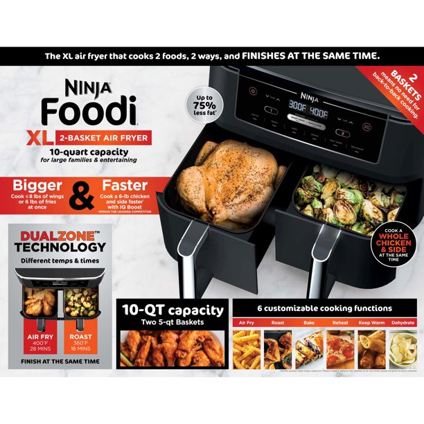 Ninja Foodi 6-in-1 5.5-Quart DualZone Air Fryer (AF300)