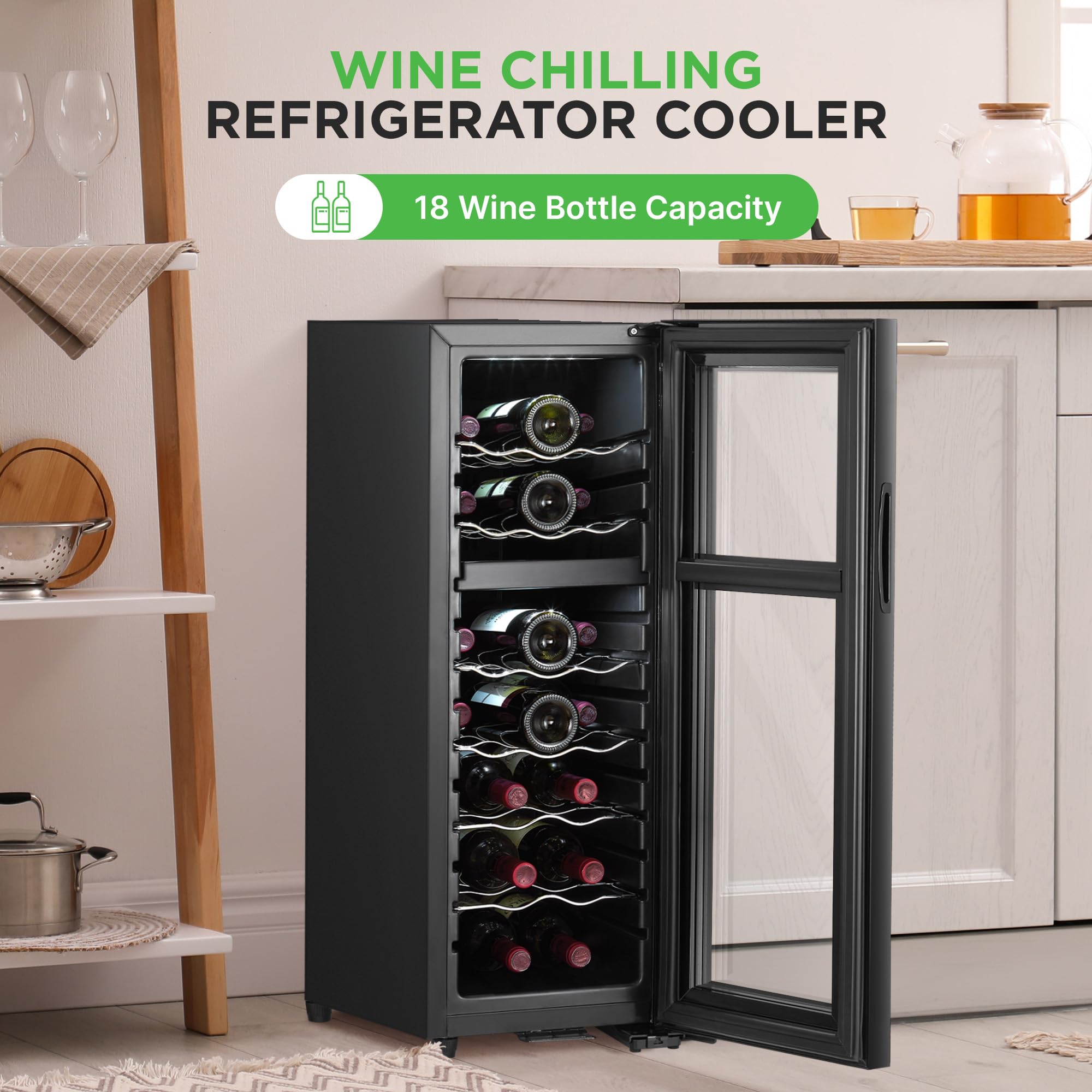 NutriChef 18 Bottle Dual-Zone Wine Cooler