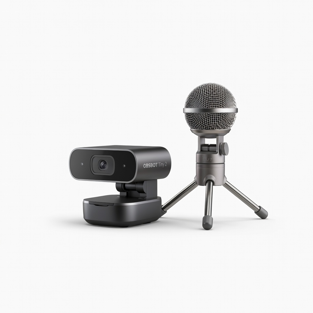 OBSBOT Tiny 2 4K PTZ Webcam + Blue Snowball iCE USB Microphone