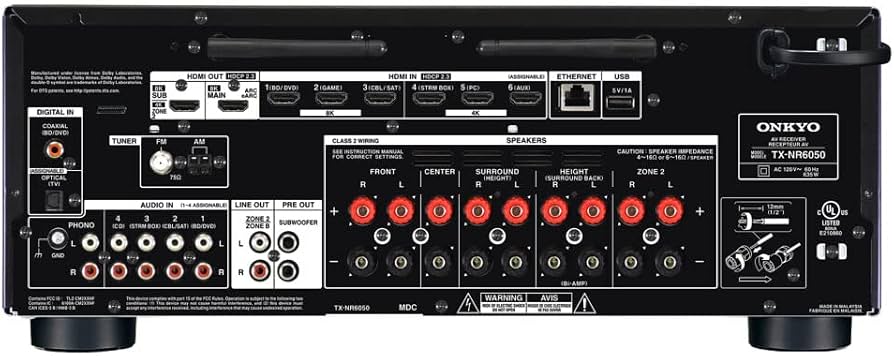 Onkyo TX-NR6050 7.2 Channel 8K AV Receiver