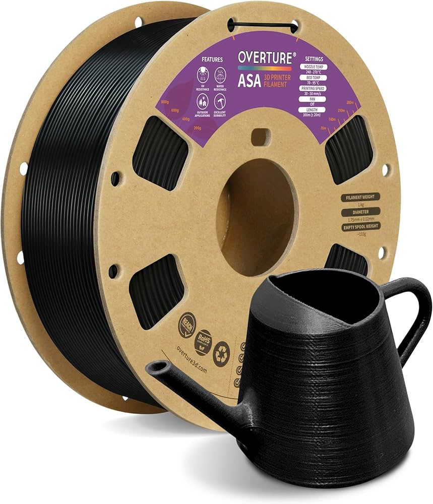 OVERTURE ABS Filament 1.75mm 1KG Black