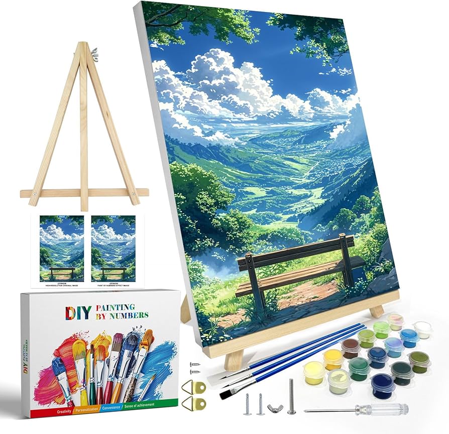 Paint by Numbers for Beginners Adults - Mountain Landscape, 20x24 Inch with Easel