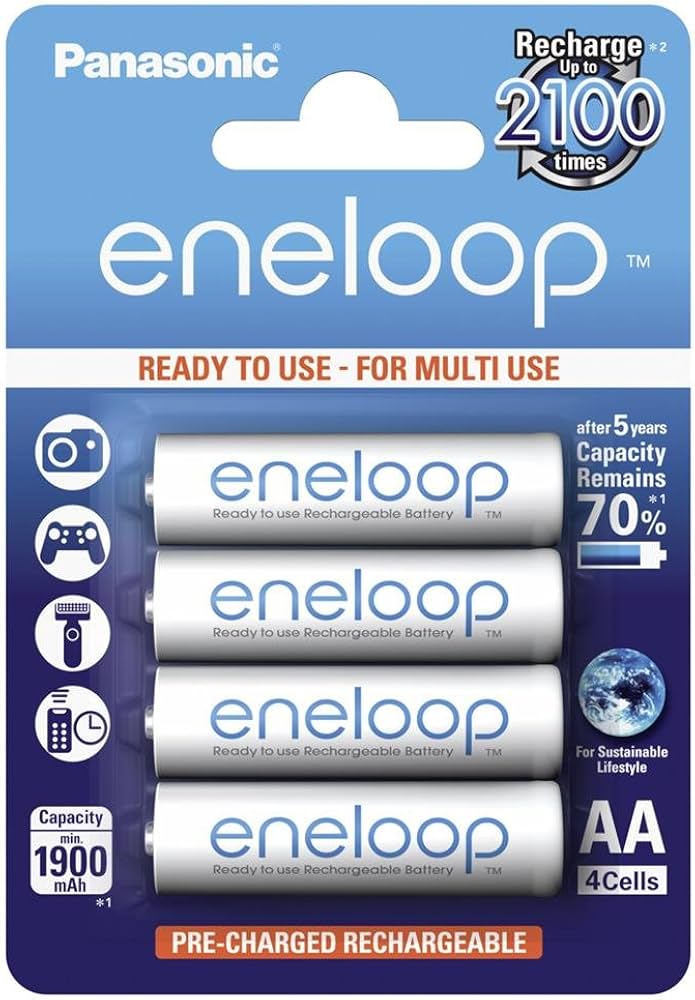 Panasonic Eneloop AA Rechargeable Batteries (4-Pack, 1900mAh)