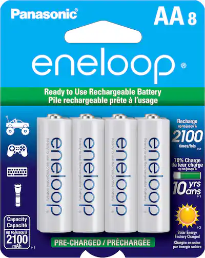 Panasonic Eneloop AA Rechargeable Batteries, 8 Pack (1900mAh LSD)