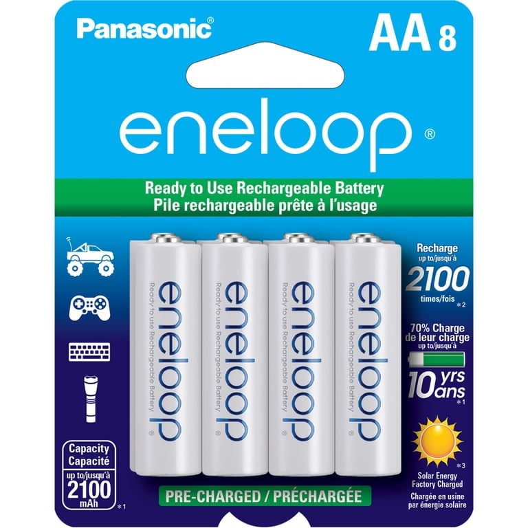 Panasonic Eneloop AA Rechargeable Batteries, 8 Pack