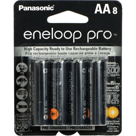 Panasonic Eneloop Pro AA Rechargeable Batteries (8 Pack, 2550mAh)