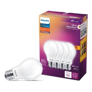 Philips 60W Equivalent Soft White A19 LED Light Bulb (4-Pack)