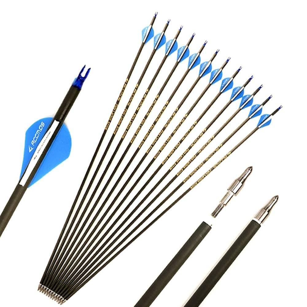 Pointdo Carbon Archery Arrows Spine 500 30Inch (12 Pack)