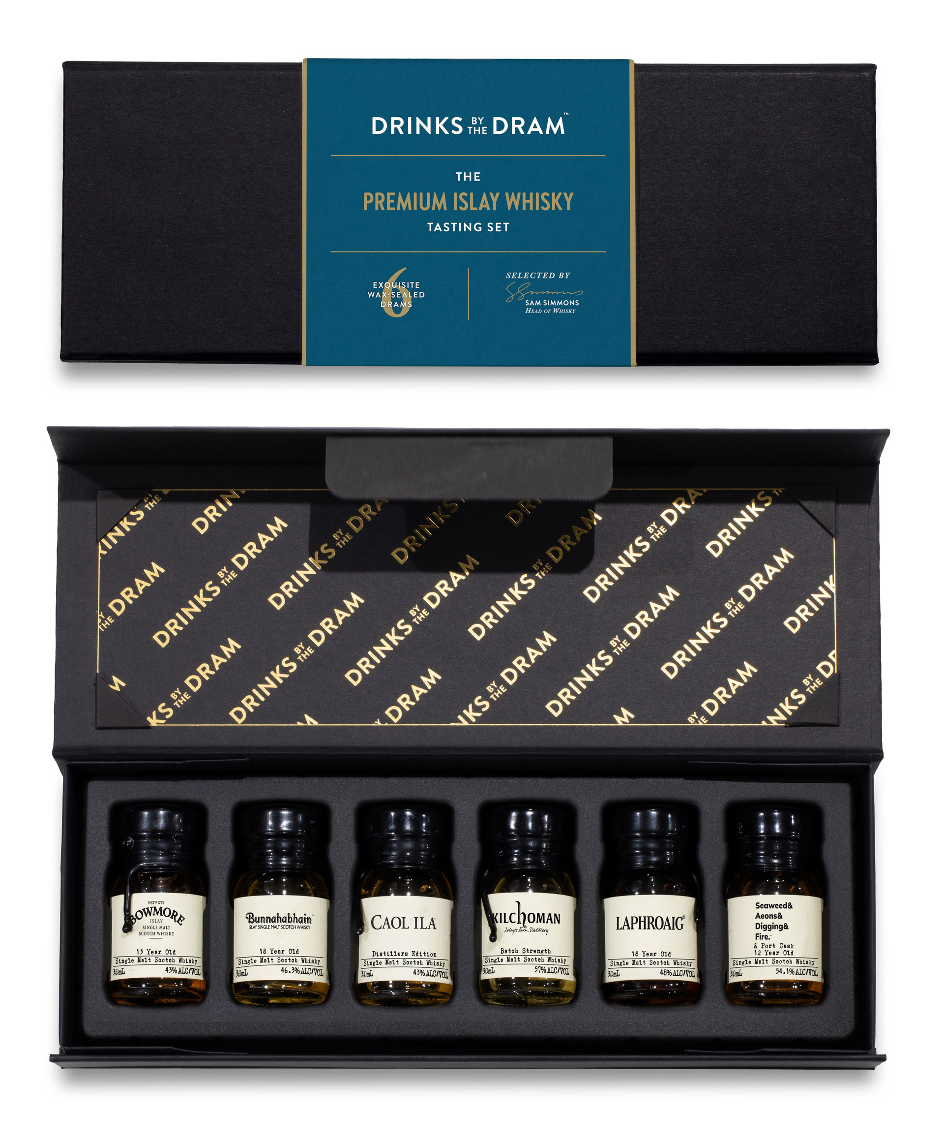 Premium Whiskey Tasting Set - 6 Bourbon Miniatures and Guide
