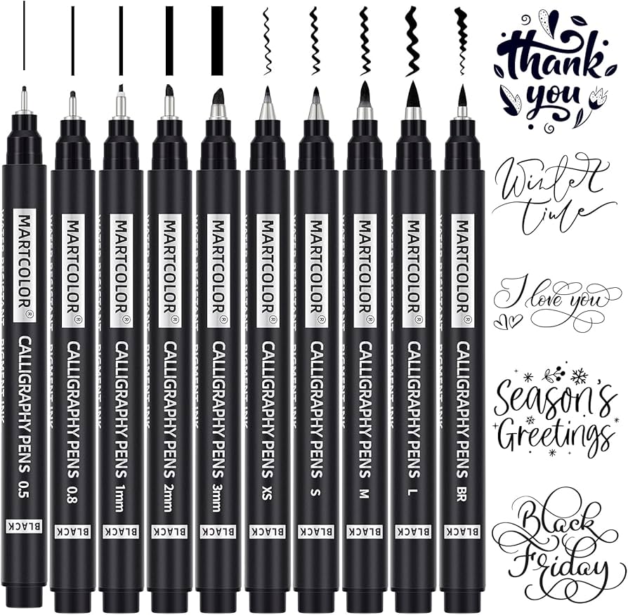 Professional Calligraphy Pen Set, 10 Pens with Refills