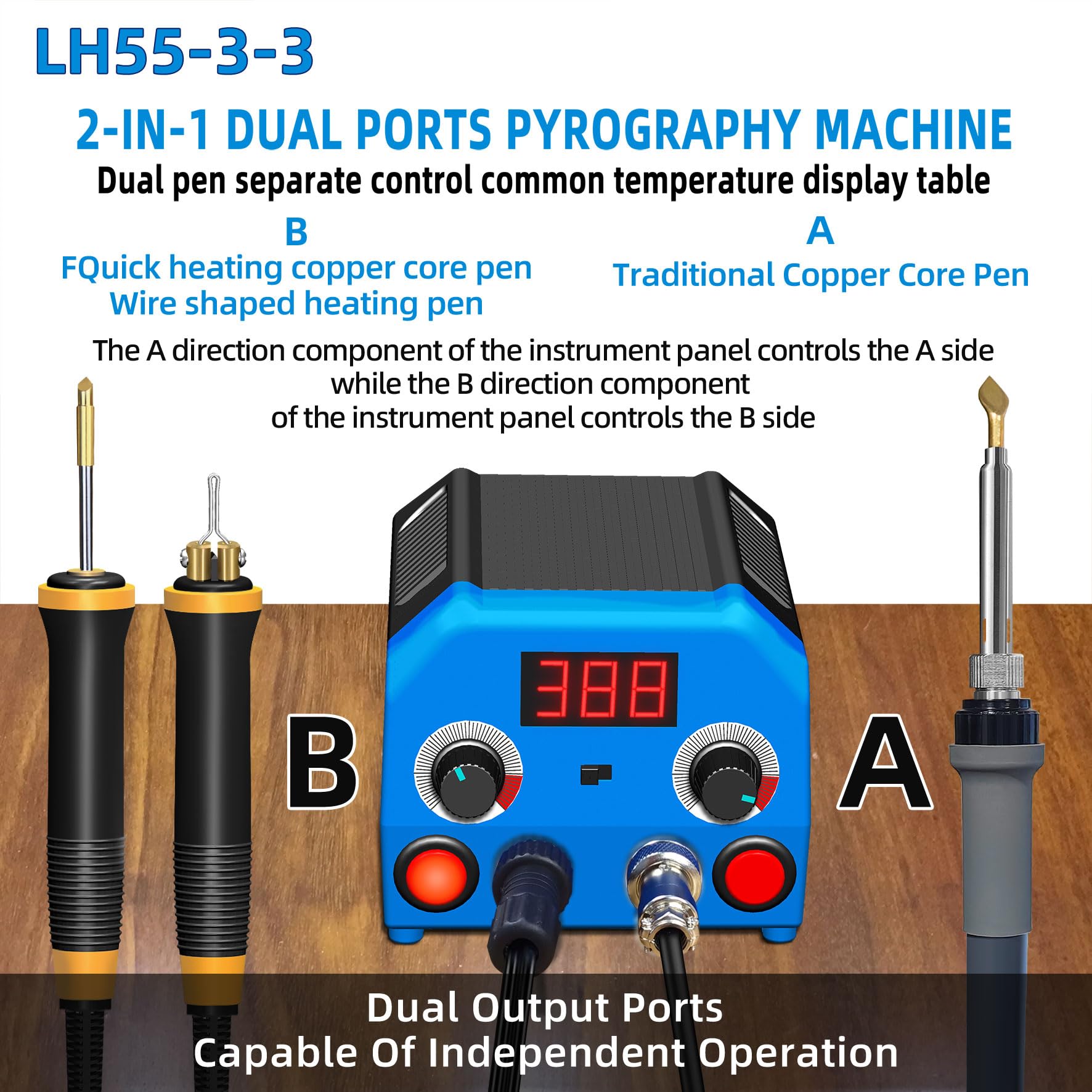 Professional Wood Burning Kit - Ergonomic Dual Pen with Digital Controller