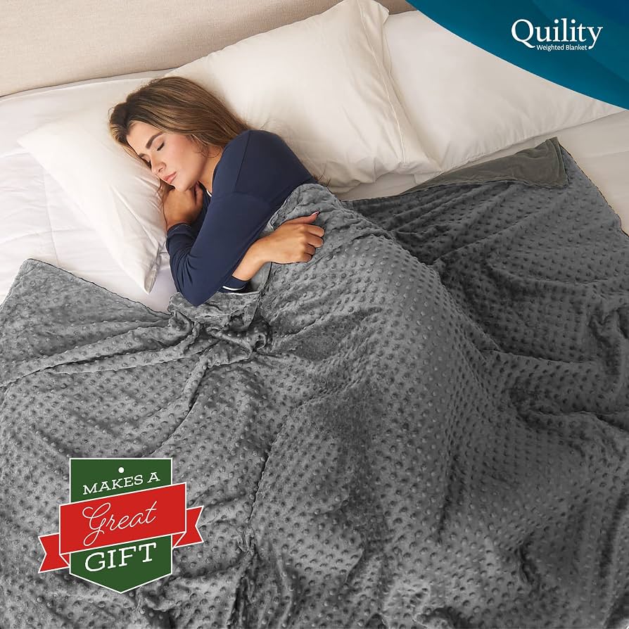 Quility Weighted Blanket with Removable Cover, 15 lbs, Twin Size