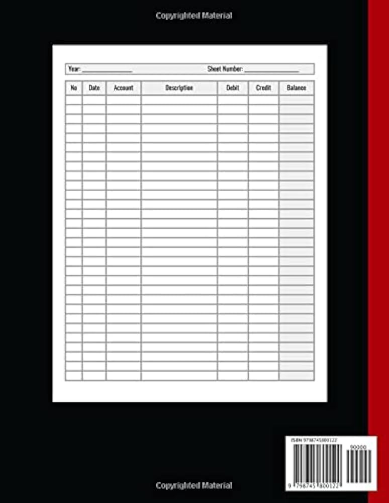 Red Ledger Co. Accounting Ledger Notebook (120 Pages)