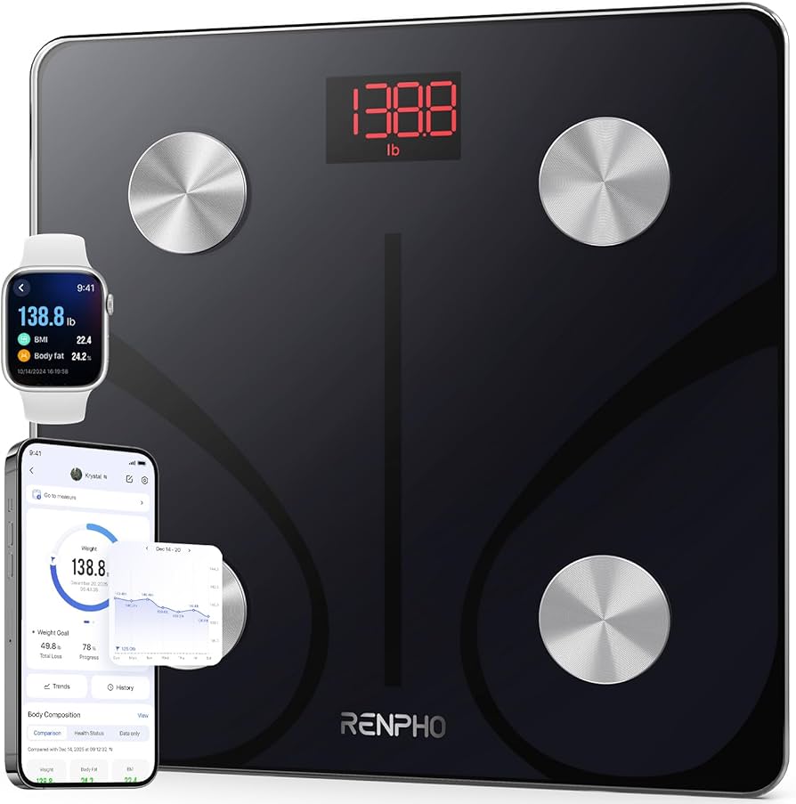 RENPHO Smart Scale for Body Weight, Digital Bathroom Scale with Bluetooth and App, Body Fat Calculator