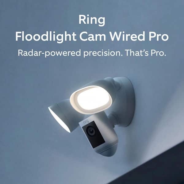 Ring Floodlight Cam Wired Pro – 1080p HDR Security Camera with 3D Motion Detection, Two-Way Talk and Siren, White