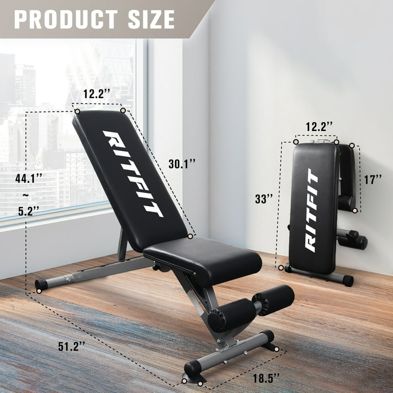 RitFit Weight Bench Adjustable 8-Positions