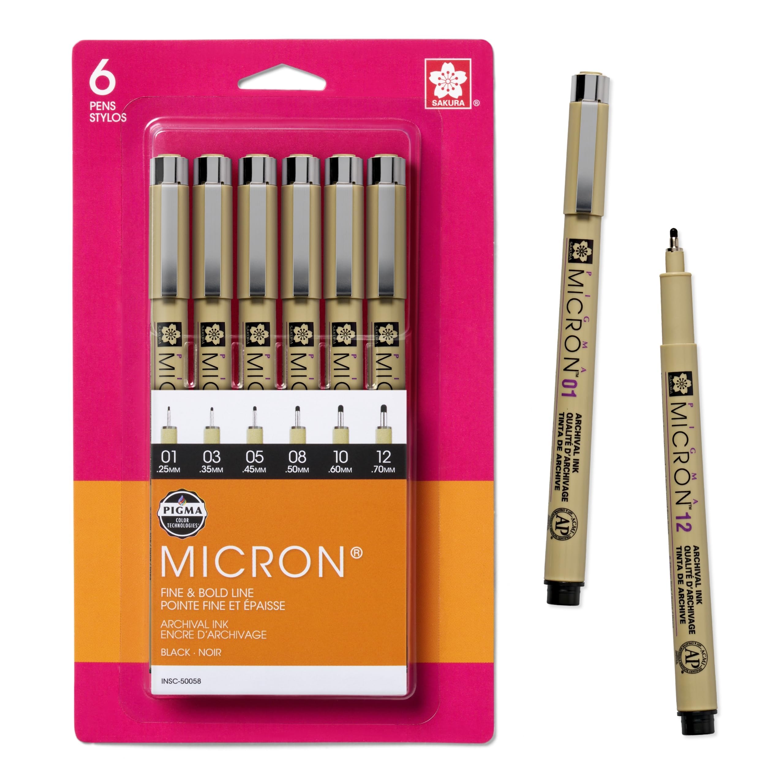 Sakura Pigma Micron Archival Ink Pens (Set of 6)