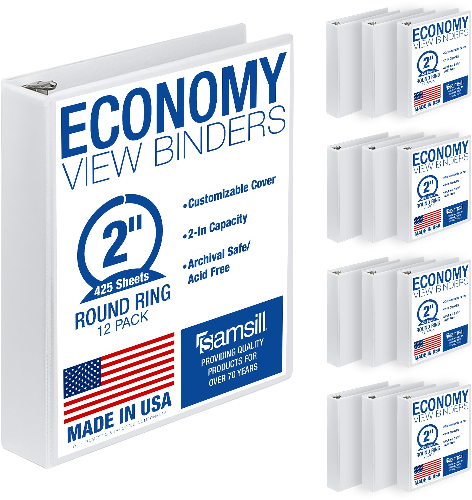 Samsill Heavy-Duty 3-Ring Binder, 2-Inch