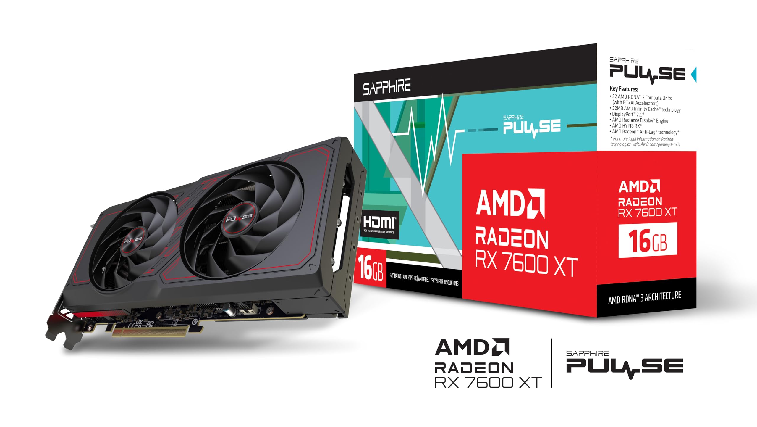 Sapphire PULSE AMD Radeon RX 7600 XT Gaming OC 16GB GDDR6