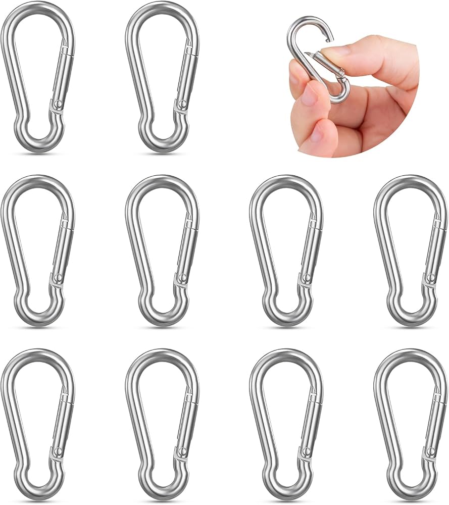 SAVITA 10 Pack Mini Carabiner Clips Stainless Steel