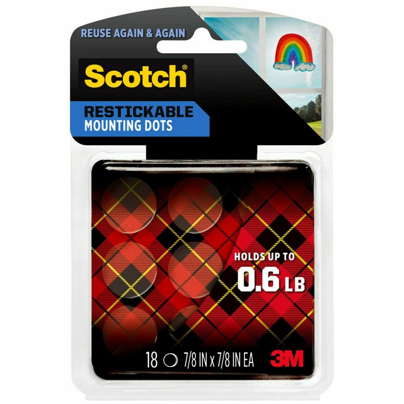 Scotch Restickable Dots, 3/4-in, Black, 48-Dots