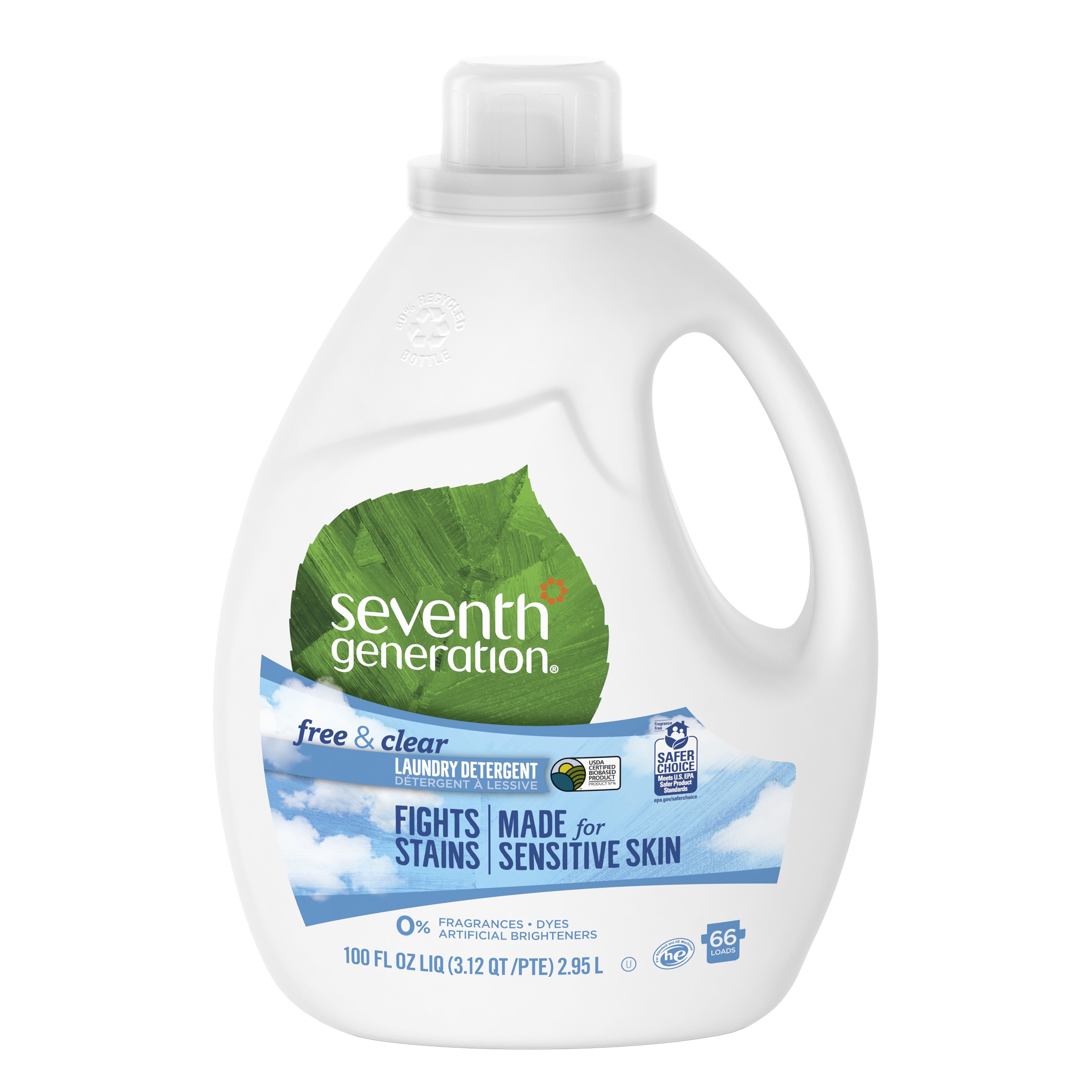 Seventh Generation Free & Clear Liquid Laundry Detergent, 100 oz, 66 Loads