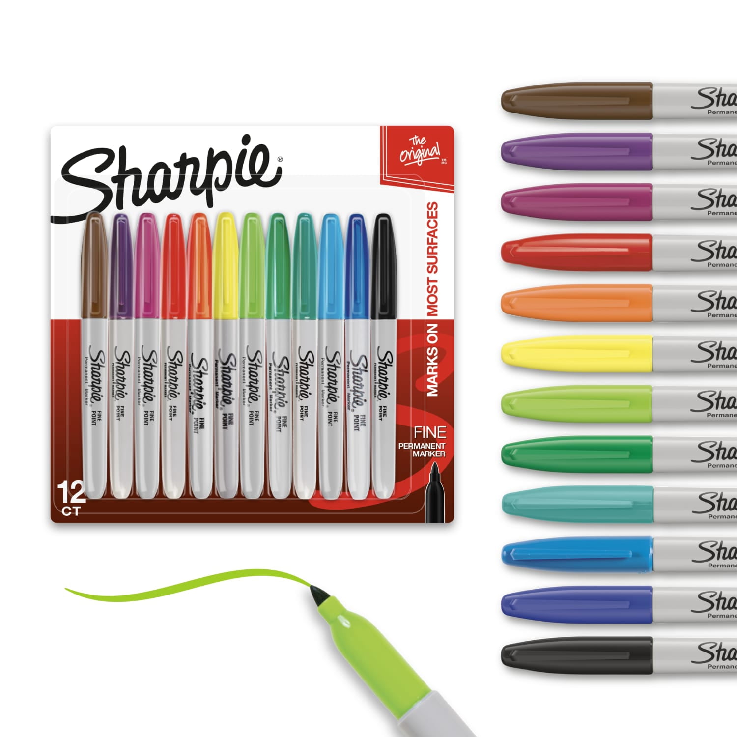 Sharpie Permanent Markers, Fine Point, 12 Pack