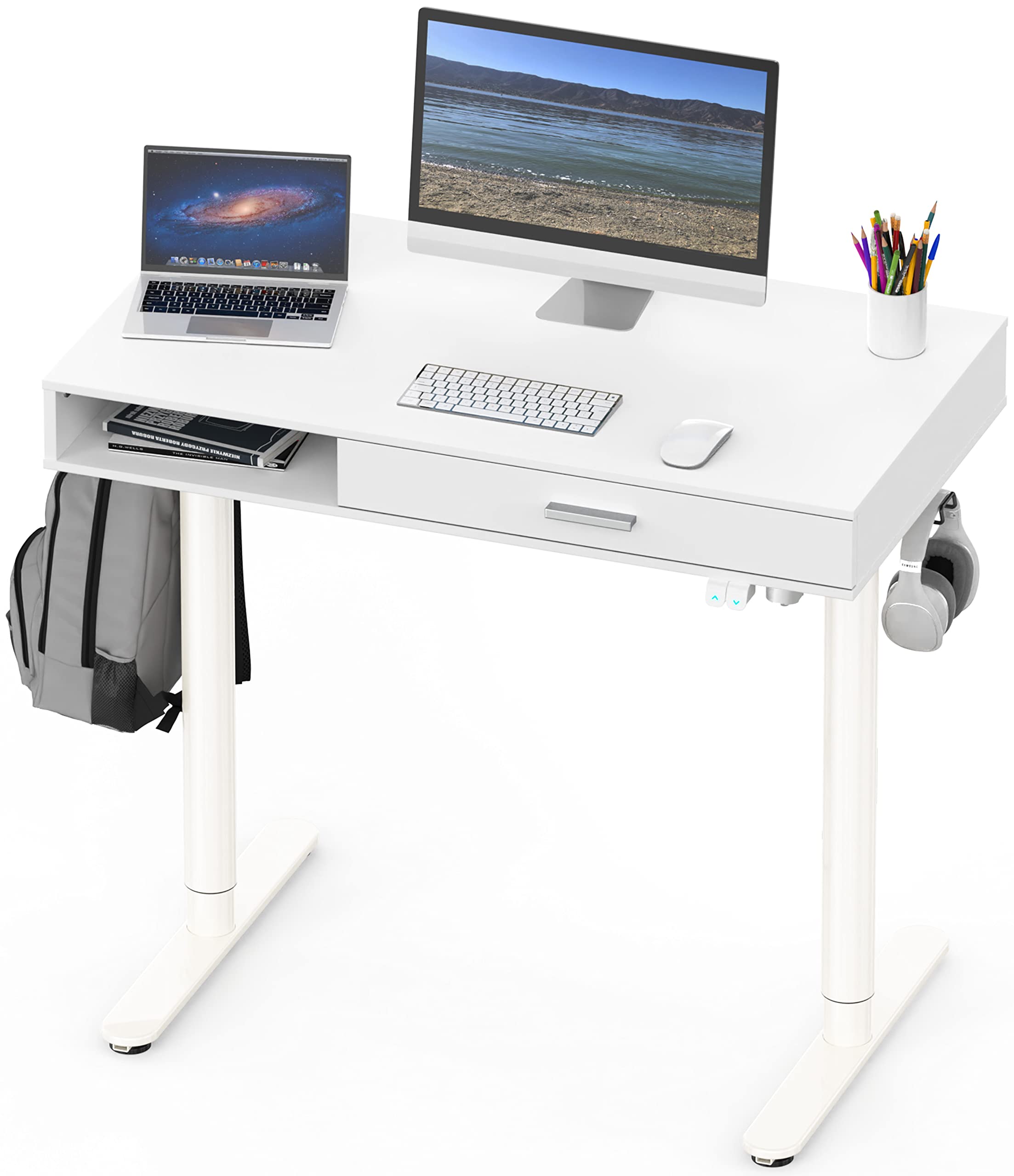 SHW 40-Inch Computer Desk with Monitor Stand