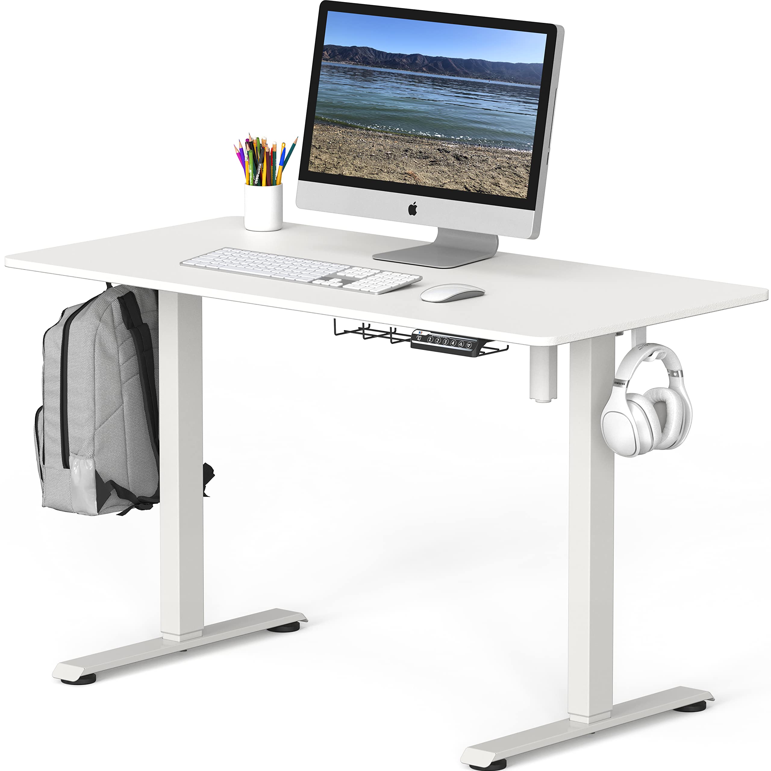 SHW 48-Inch Computer Desk + Oline Ergonomic Mesh Chair Setup