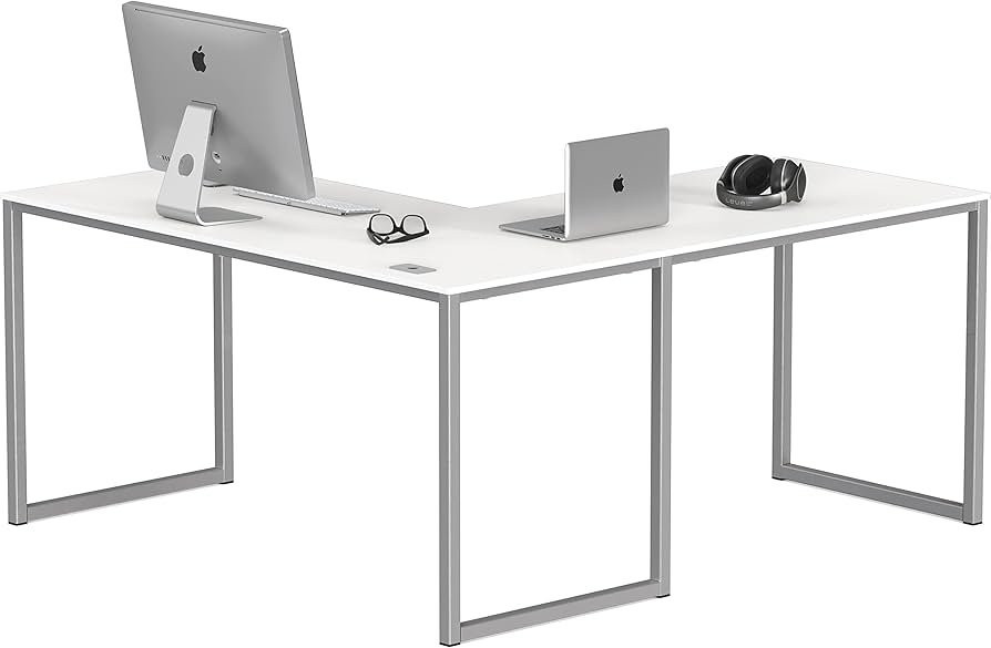 SHW 48-inch L-Shaped Computer Desk + Furmax Mid-Back Mesh Chair + Acer SB220Q 21.5-inch Monitor + Amazon Basics Wireless Keyboard/Mouse