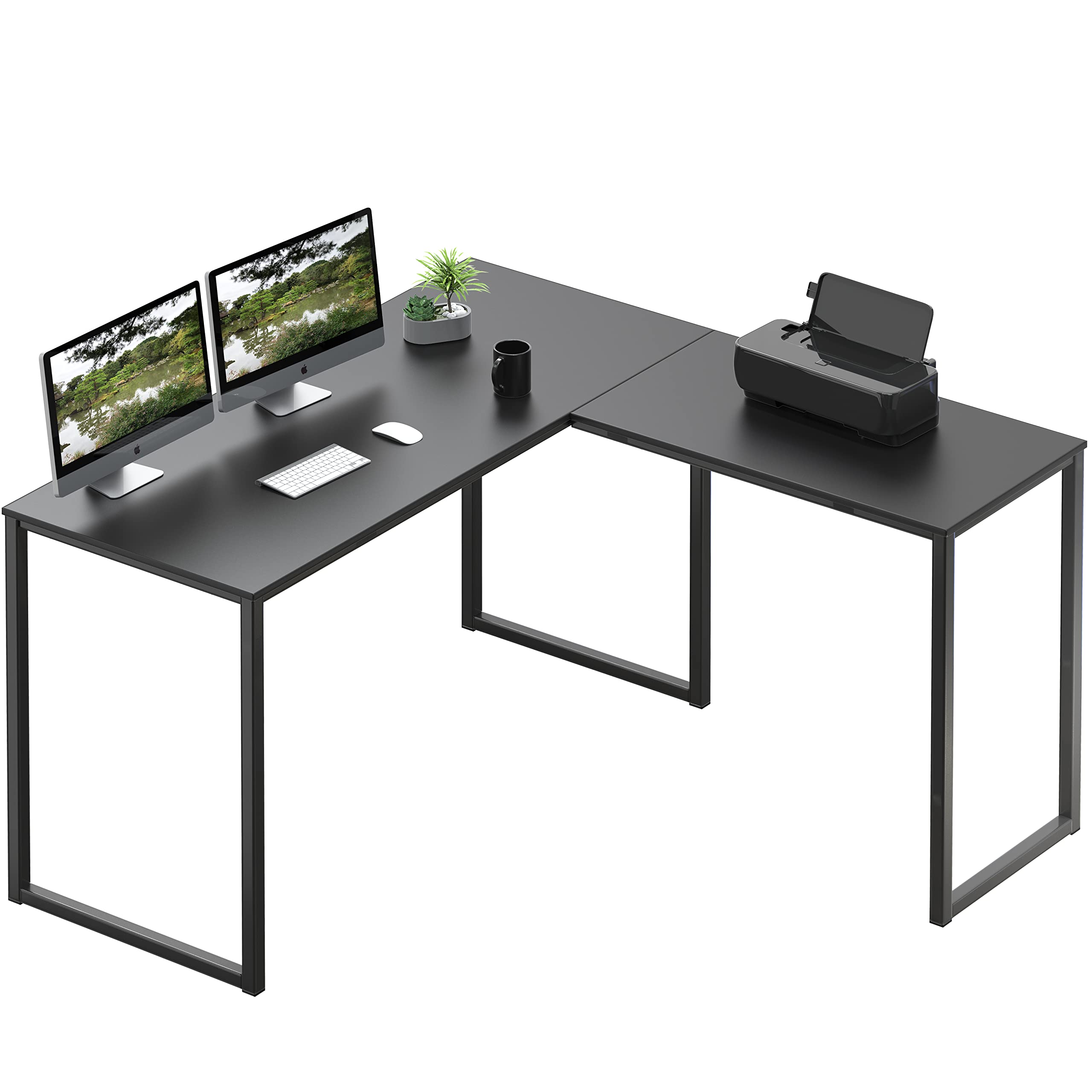 SHW 48-Inch L-Shaped Desk + Furmax Mid-Back Mesh Chair + ASUS VA24EHE 23.8-inch 1080P Monitor