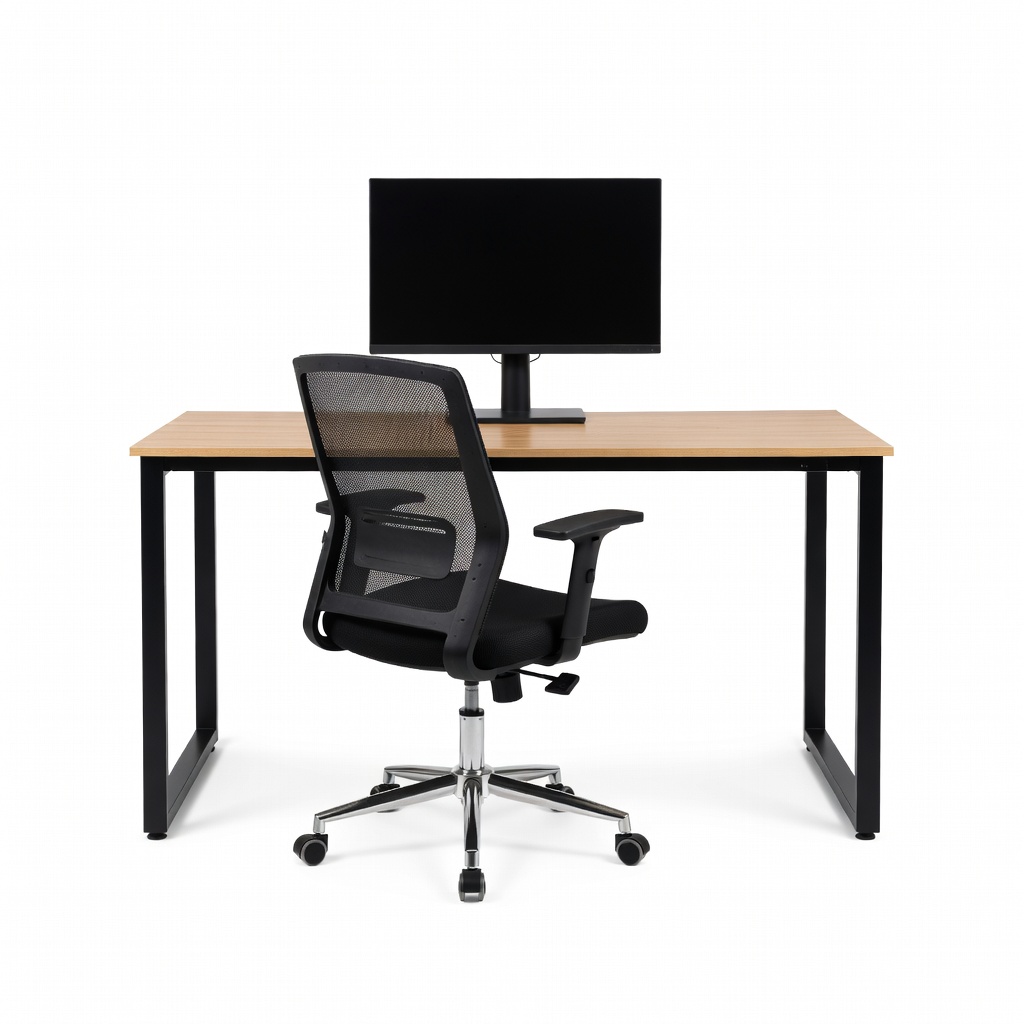 SHW 55-inch Computer Desk + Amazon Basics Classic Office Chair + Acer R240HY 23.8-inch IPS Monitor Setup