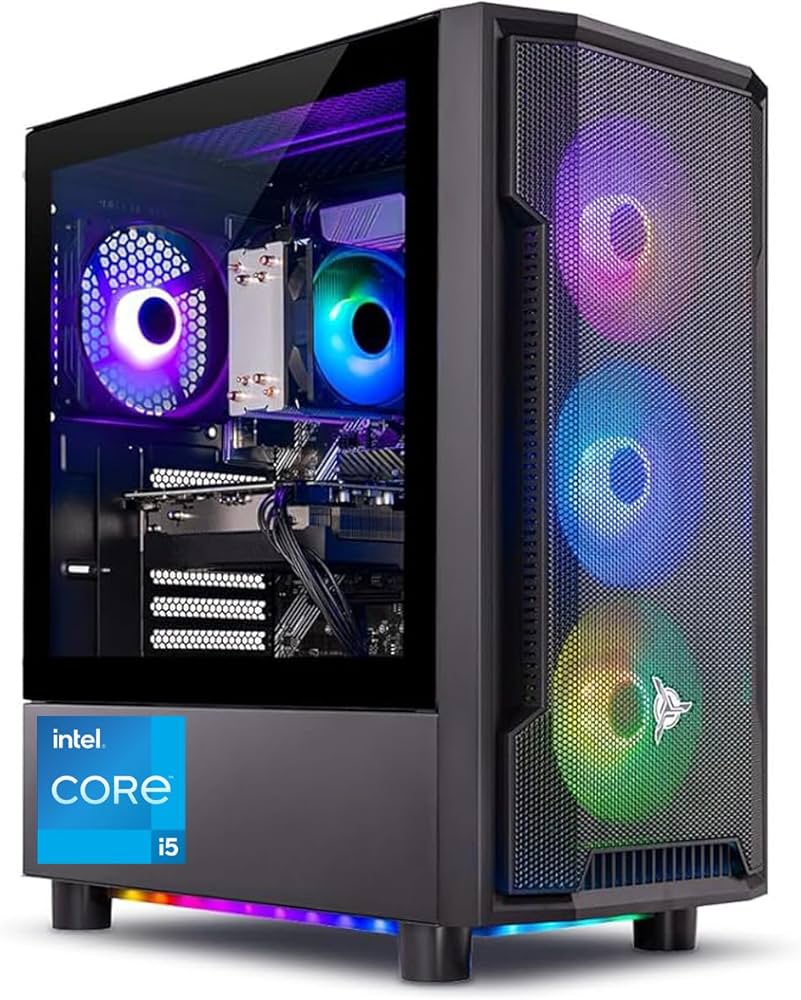 Skytech Azure Mini Gaming PC (Intel Core i5-12400F, RTX 4060 Ti 8GB, 16GB DDR4 RAM, 1TB NVMe SSD) + ASUS VG249Q1R 24-inch 165Hz Monitor + HyperX Alloy Core Keyboard + Razer Viper Mini Mouse + SteelSeries Arctis 1 Headset