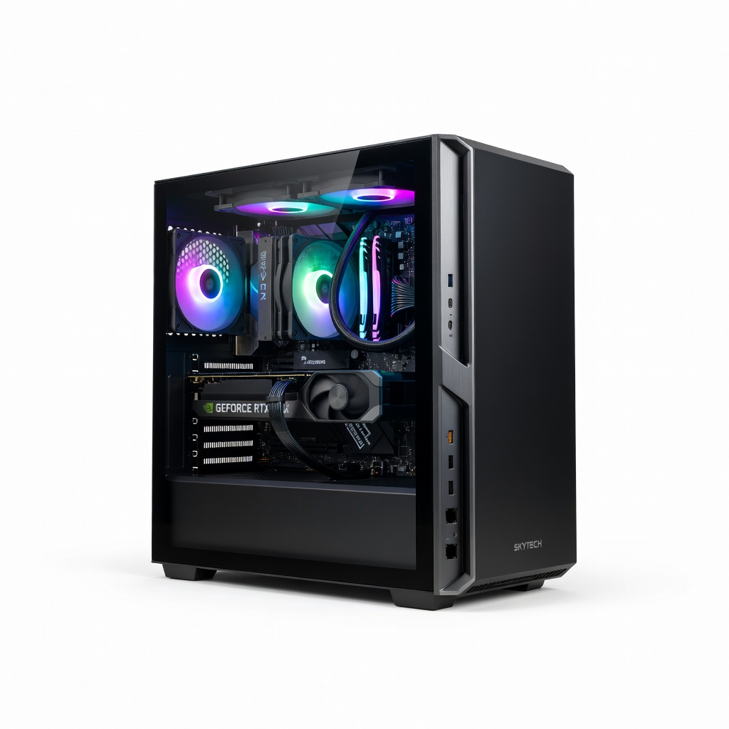 Skytech Chronos Mini Gaming PC Desktop (AMD Ryzen 7 7700X, RTX 4070 12GB, 32GB DDR5, 1TB NVMe SSD)