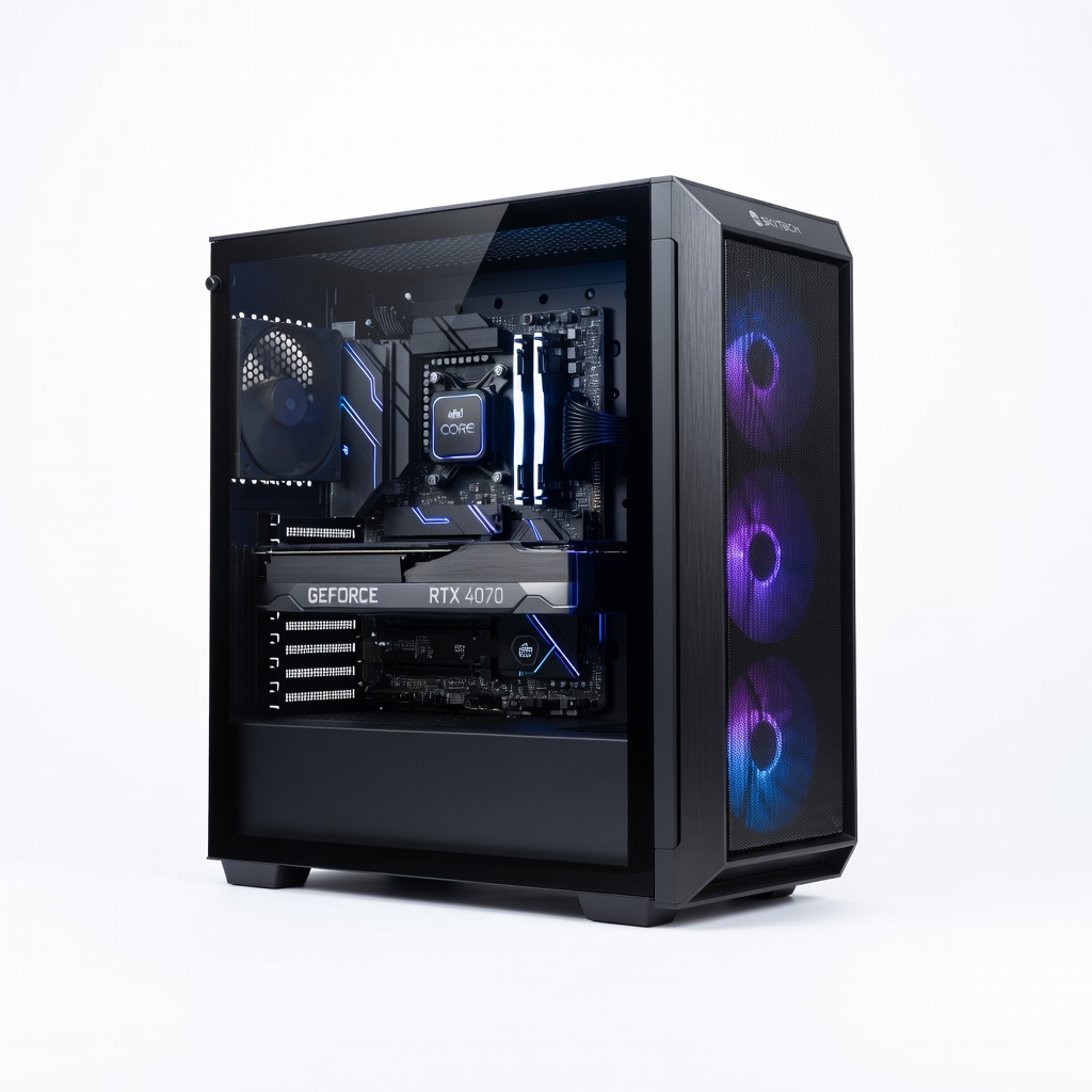 Skytech Gaming Nebula Intel Gaming PC Desktop - Core i7-14700F, RTX 4070 12GB, 32GB DDR5, 1TB NVMe SSD