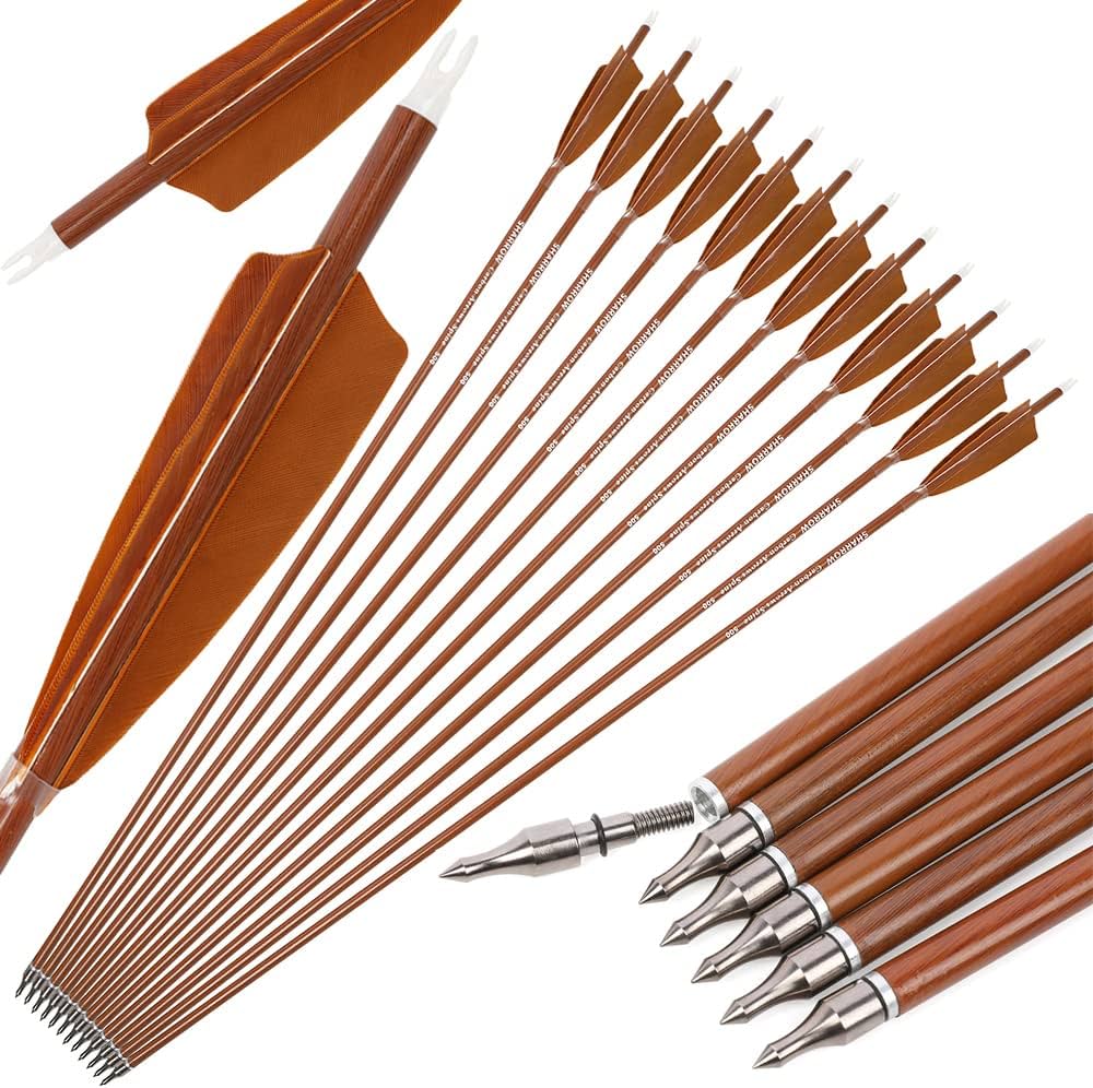SPG 30-Inch Carbon Archery Arrows (Spine 500, 12 Pack)