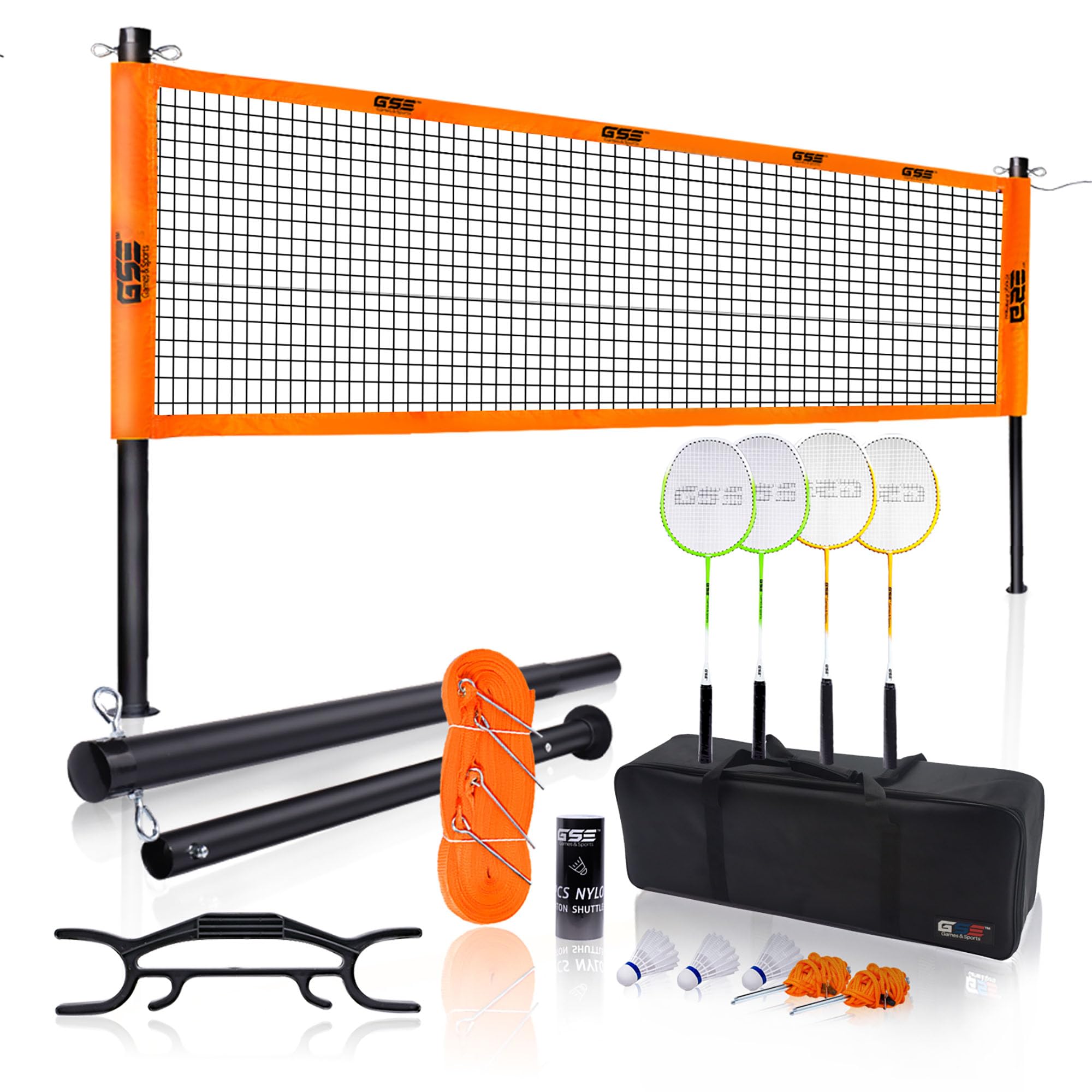 Sportneer Badminton Set for Beach - 4 Rackets, Net, Poles, Shuttles