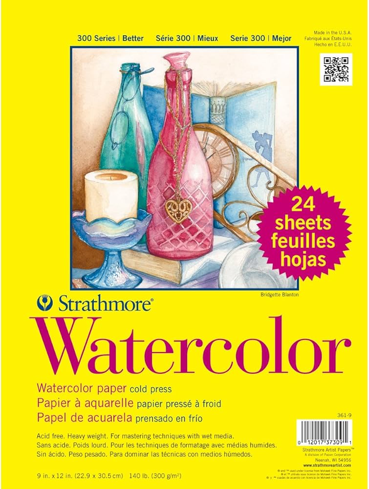 Strathmore 300 Series Watercolor Paper Pad, 9"x12"