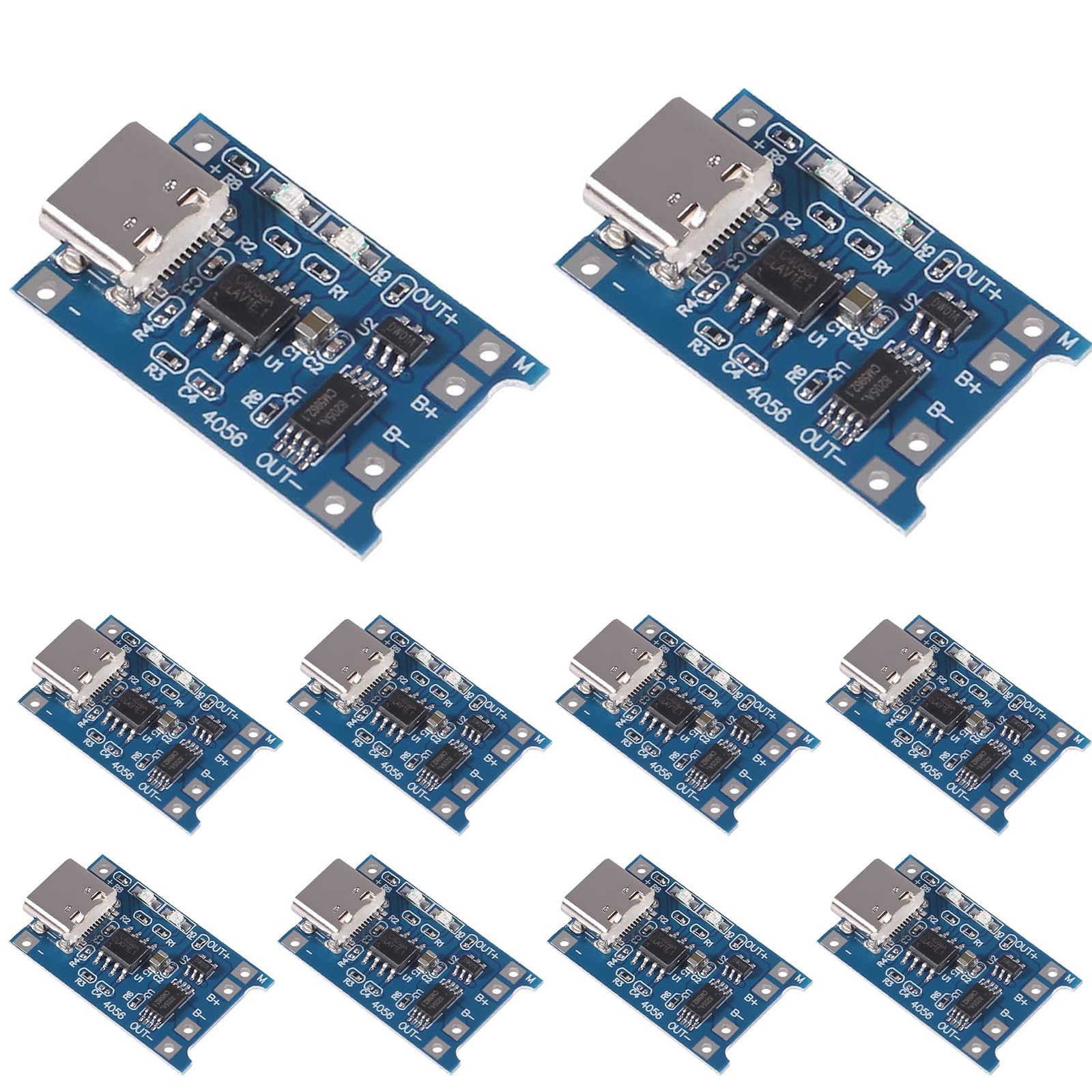 TP4056 Type-C Lithium Battery Charger Module (10-Pack)