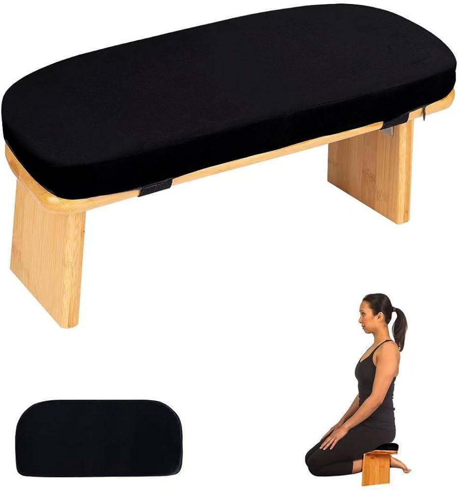 Tripole Meditation Bench, Natural Wood Seiza Stool, Portable Folding Zen Bench for Meditation and Yoga